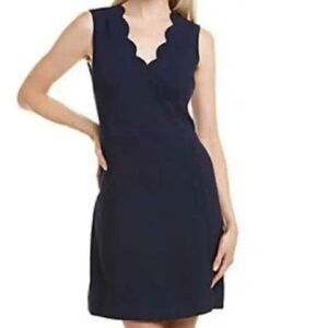 Like New Ted Baker Furnaed Scallop Dress Navy Size 10 Retail $278.00